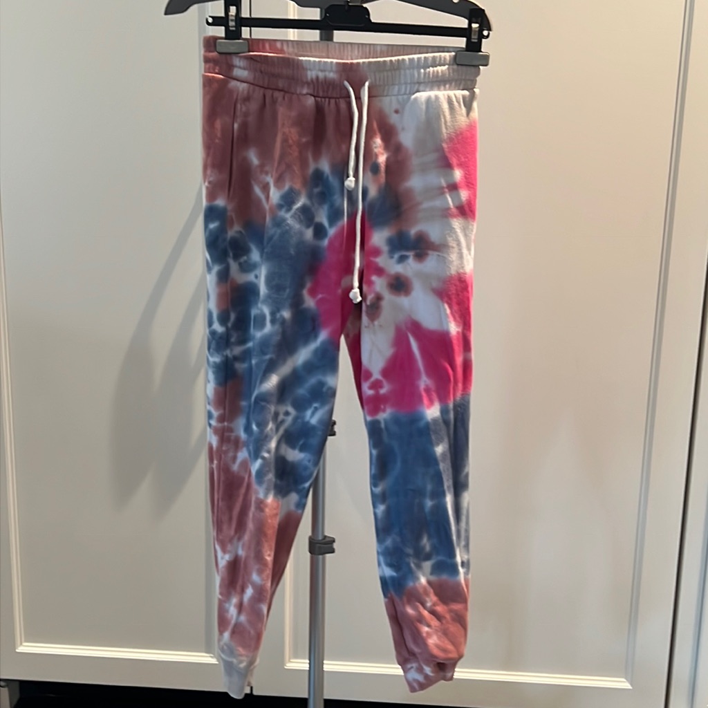 Katie J Nyc Junior Cloud Sweatpants- Pink, Blue And Cream Tie Dye